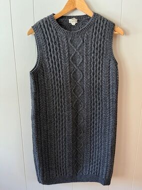 J. Crew Charcoal Gray Cable Knit Sleeveless Sweater